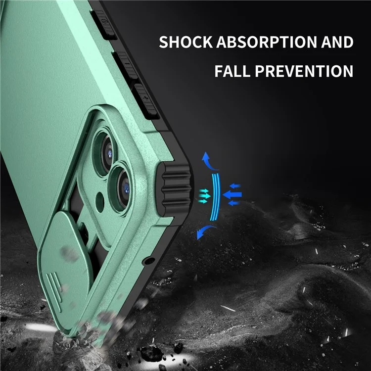 Para Samsung Galaxy A04 4G (164,4 x 76,3 x 9,1 mm) Slide Camera Protection PC + TPU Hybrid Case Kickstand Cell Phone Cover - Baby Blue