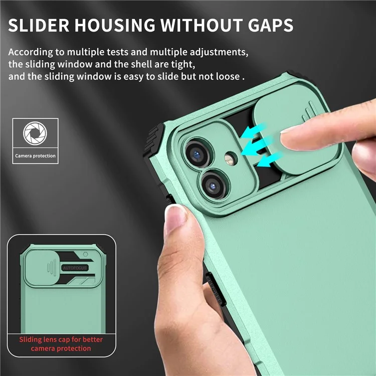 For Samsung Galaxy A04 4G (164.4 x 76.3 x 9.1 mm) Slide Camera Protection PC + TPU Hybrid Case Kickstand Cell Phone Cover - Baby Blue