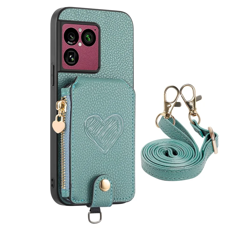 For Sony Xperia 1 VIII Case Card Holder Kickstand Leather Back Cover with Shoulder Strap - Blue