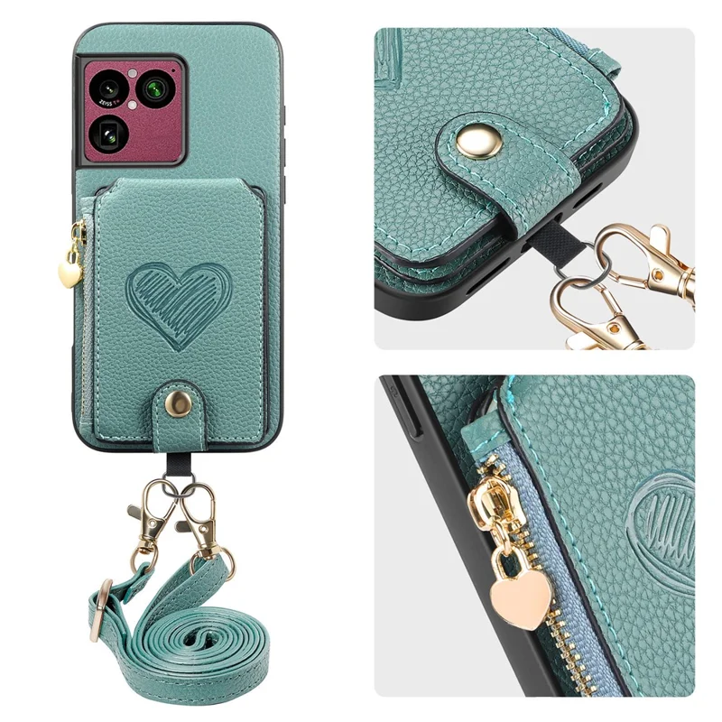 For Sony Xperia 1 VIII Case Card Holder Kickstand Leather Back Cover with Shoulder Strap - Blue