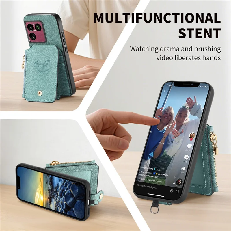For Sony Xperia 1 VIII Case Card Holder Kickstand Leather Back Cover with Shoulder Strap - Blue