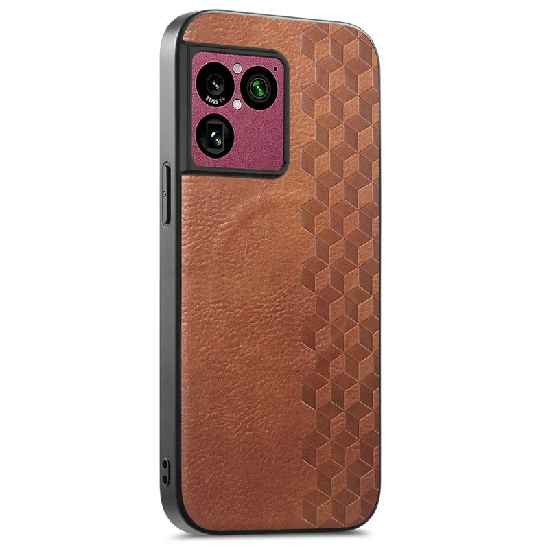 For Sony Xperia 1 VIII Magnetic Phone Case with Grid Pattern Protective PU Leather + PC Cover - Brown