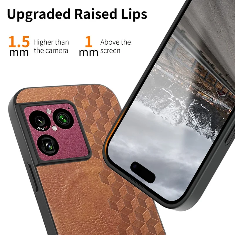 For Sony Xperia 1 VIII Magnetic Phone Case with Grid Pattern Protective PU Leather + PC Cover - Brown