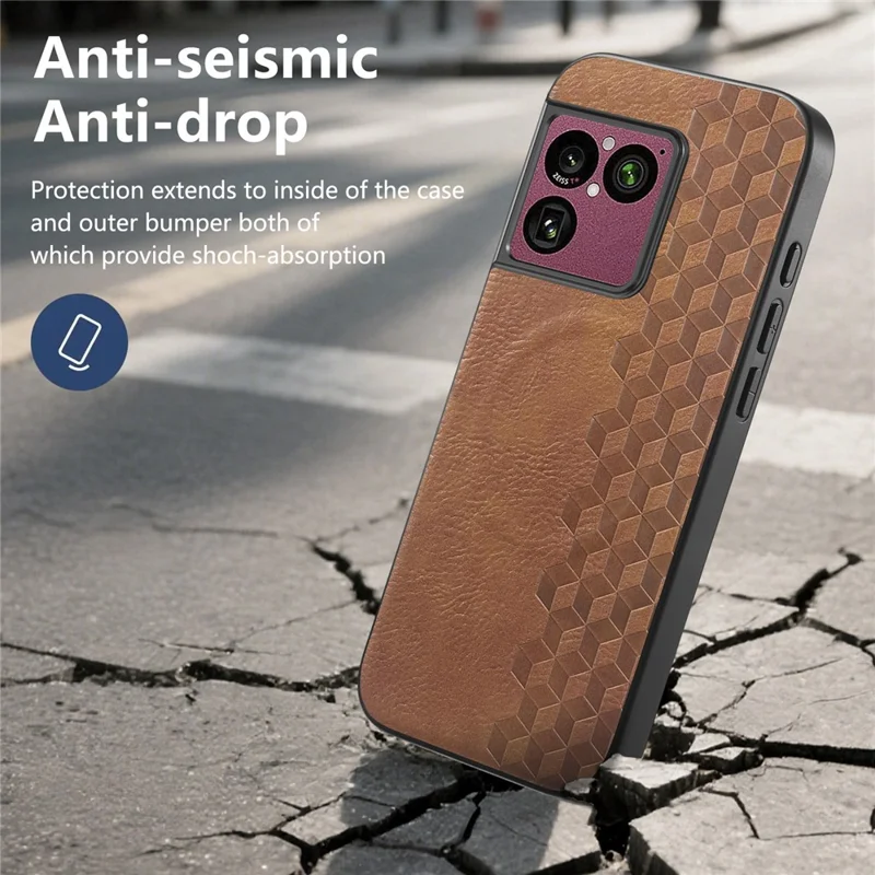 For Sony Xperia 1 VIII Magnetic Phone Case with Grid Pattern Protective PU Leather + PC Cover - Brown