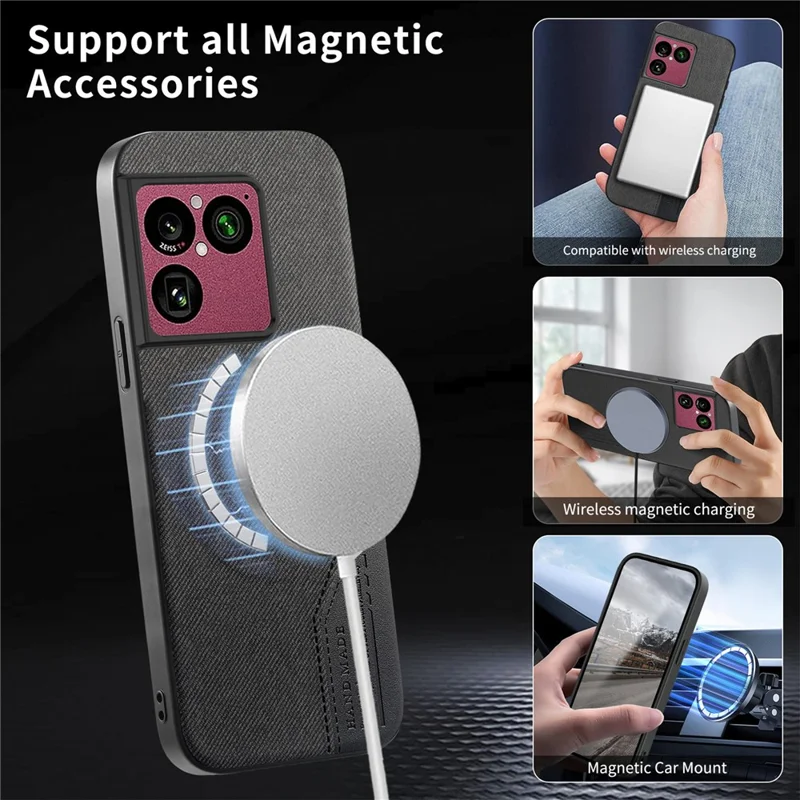 For Sony Xperia 1 VIII Magnetic Case Cloth Texture PU Leather + PC + TPU Phone Cover - Black
