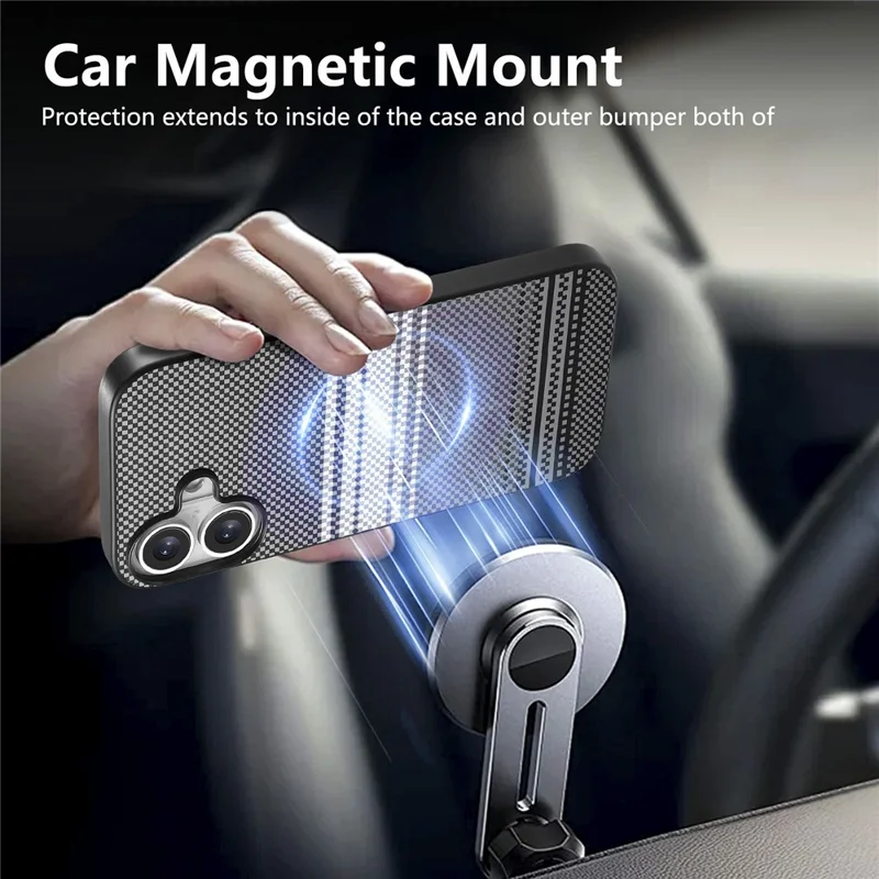 For iPhone 17 Magnetic Case PU Leather + PC + TPU Gradient Phone Cover - Black