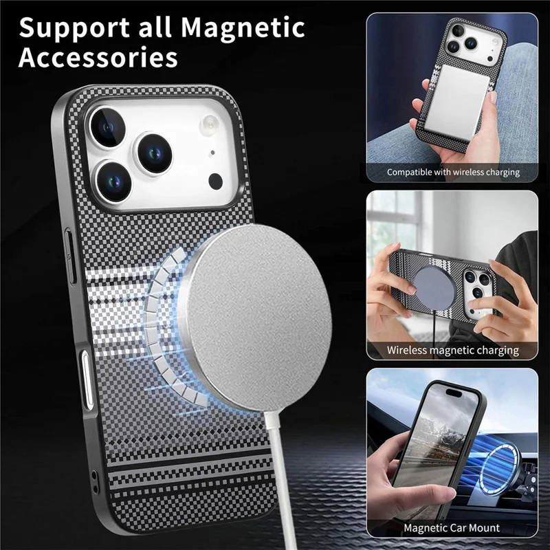 For iPhone 17 Pro Max Magnetic Case PU Leather + PC + TPU Gradient Phone Cover - Black