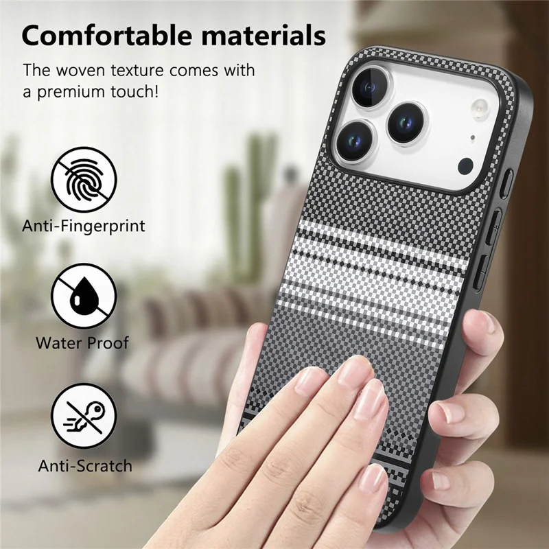 For iPhone 17 Pro Max Magnetic Case PU Leather + PC + TPU Gradient Phone Cover - Black