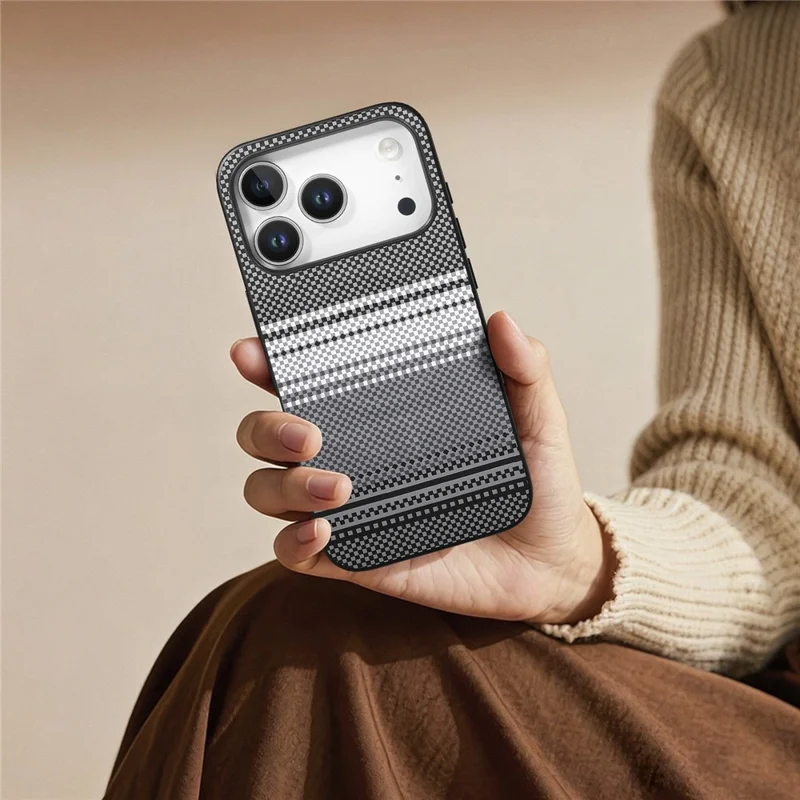 For iPhone 17 Pro Max Magnetic Case PU Leather + PC + TPU Gradient Phone Cover - Black