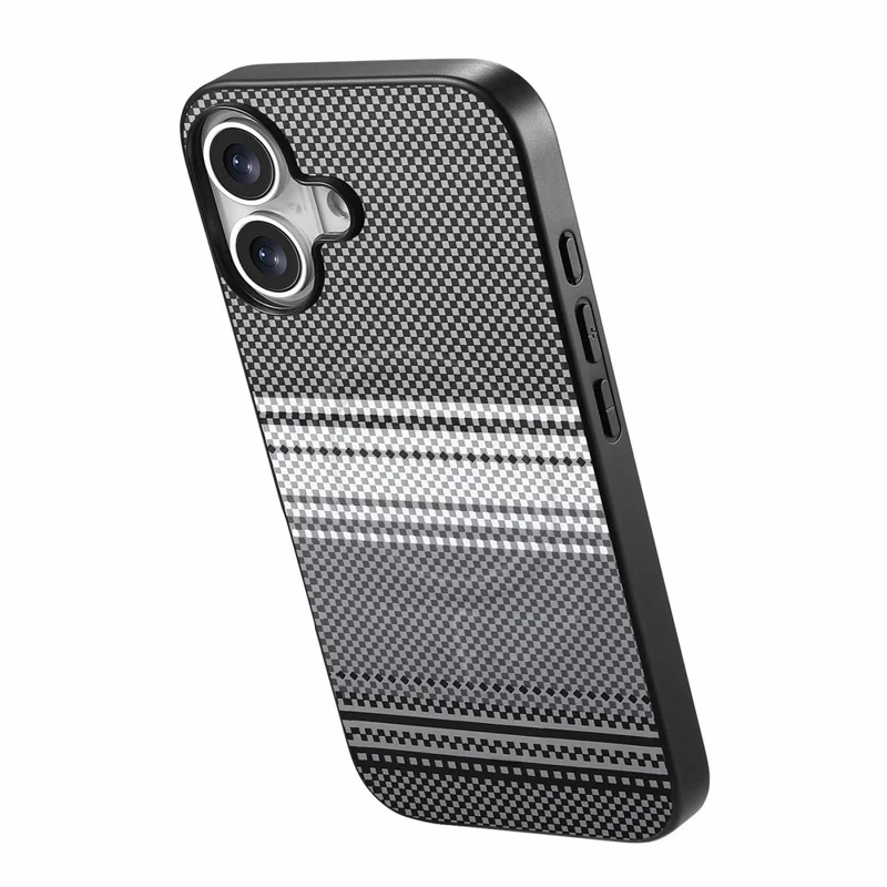 For iPhone 16 Magnetic Case PU Leather + PC + TPU Gradient Phone Cover - Black