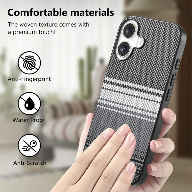 For iPhone 16 Magnetic Case PU Leather + PC + TPU Gradient Phone Cover - Black