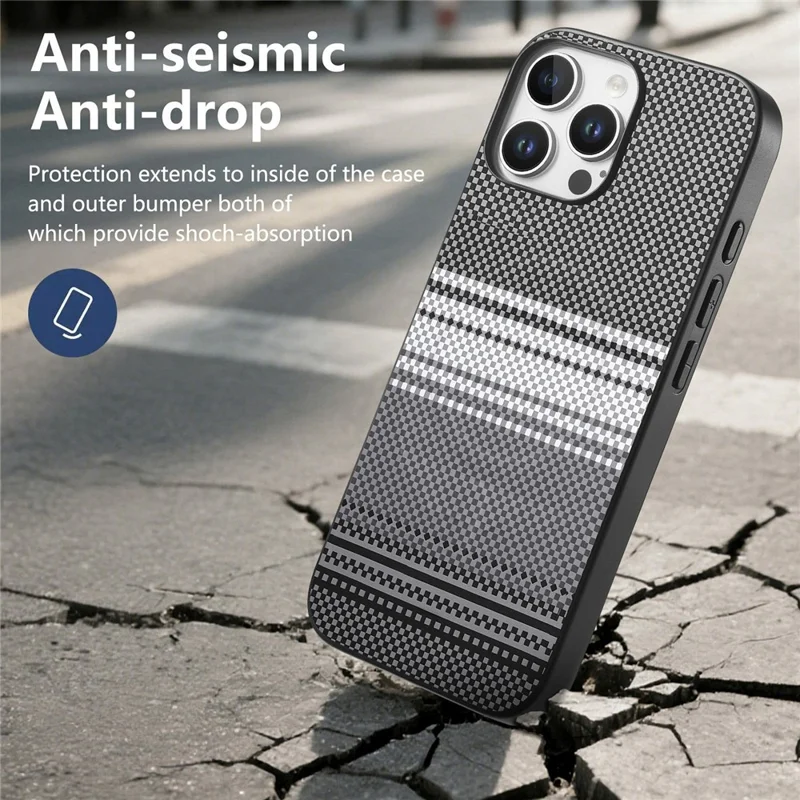 For iPhone 16 Pro Magnetic Case PU Leather + PC + TPU Gradient Phone Cover - Black