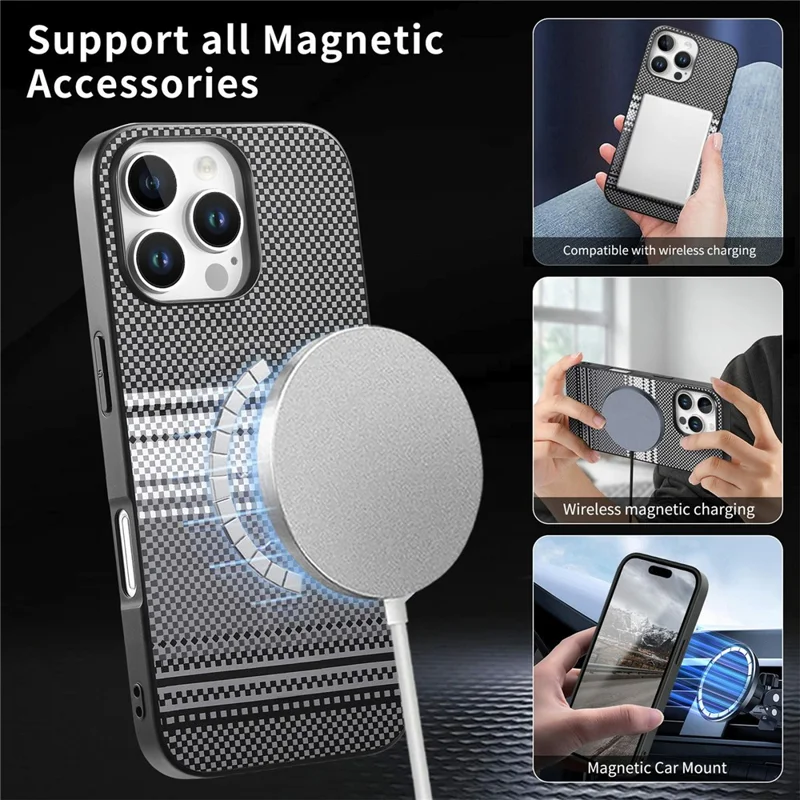 For iPhone 16 Pro Magnetic Case PU Leather + PC + TPU Gradient Phone Cover - Black