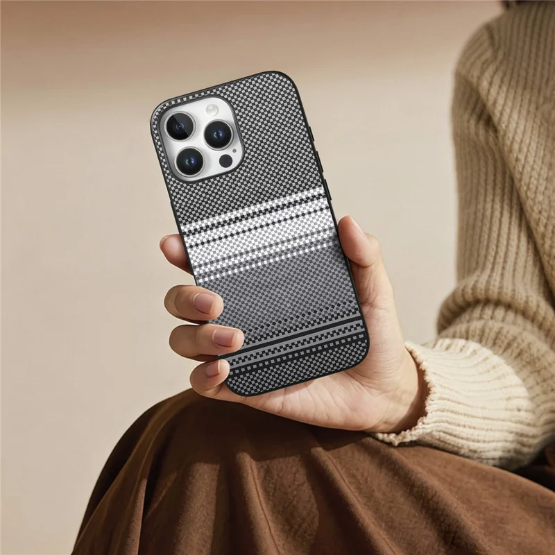 For iPhone 16 Pro Magnetic Case PU Leather + PC + TPU Gradient Phone Cover - Black