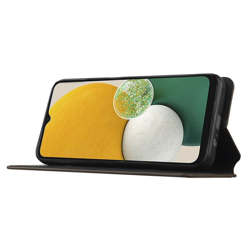 Capa Carteira com Estampa de Losango para Samsung Galaxy A14 5G / A14 4G, Capa Tipo Fólio com Suporte, Pele PU Magnética com Fecho Automático - Marrom