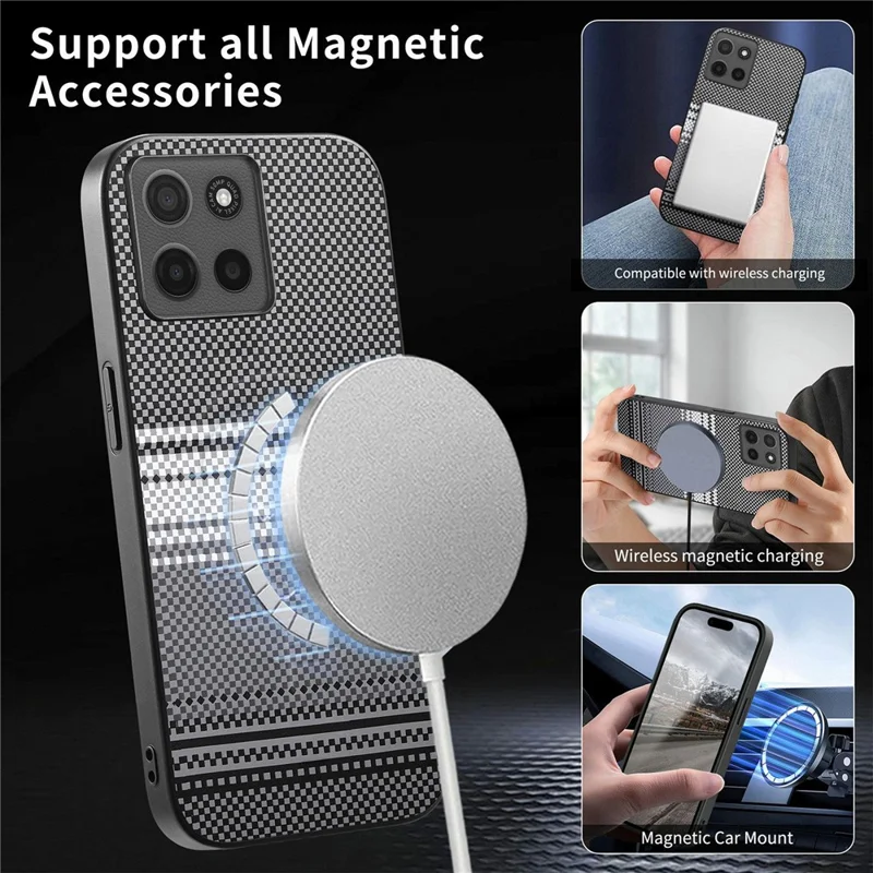For Motorola Moto G56 5G Magnetic Case PU Leather + PC + TPU Gradient Phone Cover - Black