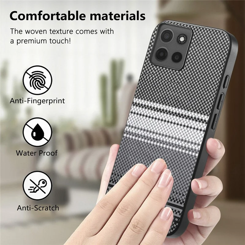 For Motorola Moto G56 5G Magnetic Case PU Leather + PC + TPU Gradient Phone Cover - Black