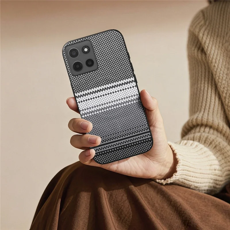 For Motorola Moto G56 5G Magnetic Case PU Leather + PC + TPU Gradient Phone Cover - Black
