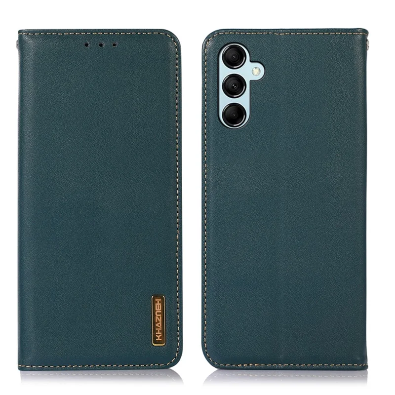 KHAZNEH For Samsung Galaxy S26 FE Case Wallet Genuine Cow Leather Phone Cover Nappa Texture - Green