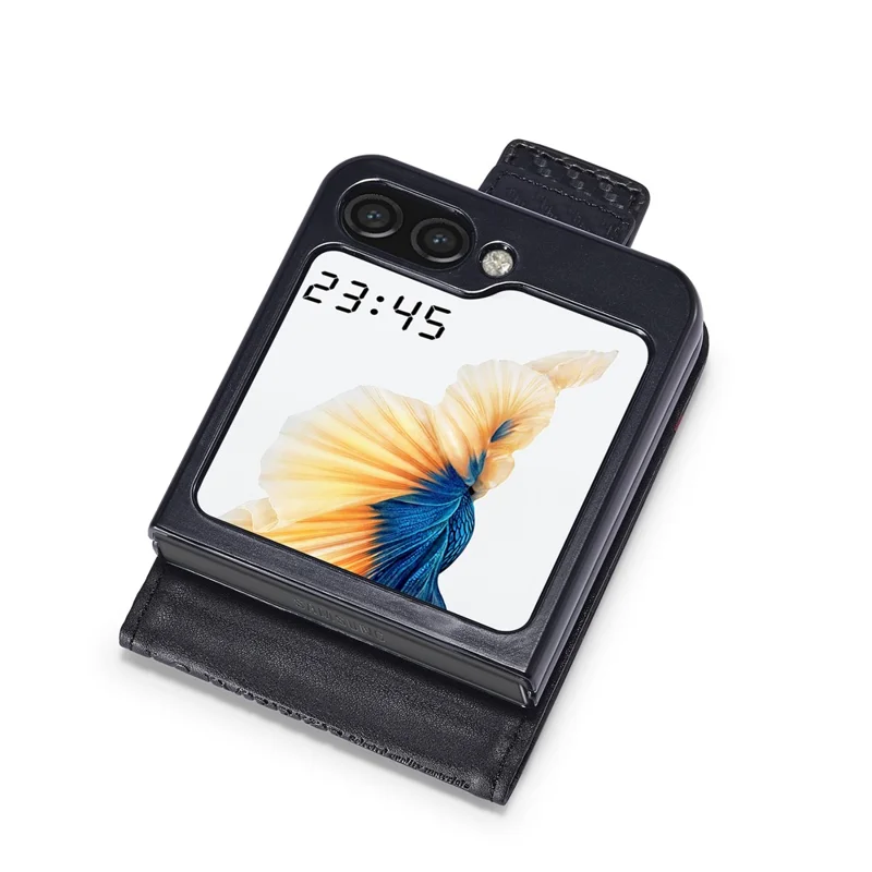 LC.IMEEKE Étui Portefeuille pour Samsung Galaxy Z Flip8, Housse en Cuir Texturé Fibre de Carbone - Rayures Horizontales