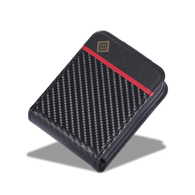 LC.IMEEKE Étui Portefeuille pour Samsung Galaxy Z Flip8, Housse en Cuir Texturé Fibre de Carbone - Rayures Horizontales