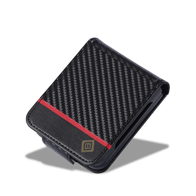 LC.IMEEKE Étui Portefeuille pour Samsung Galaxy Z Flip8, Housse en Cuir Texturé Fibre de Carbone - Rayures Horizontales