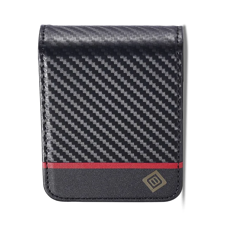 LC.IMEEKE Étui Portefeuille pour Samsung Galaxy Z Flip8, Housse en Cuir Texturé Fibre de Carbone - Rayures Horizontales