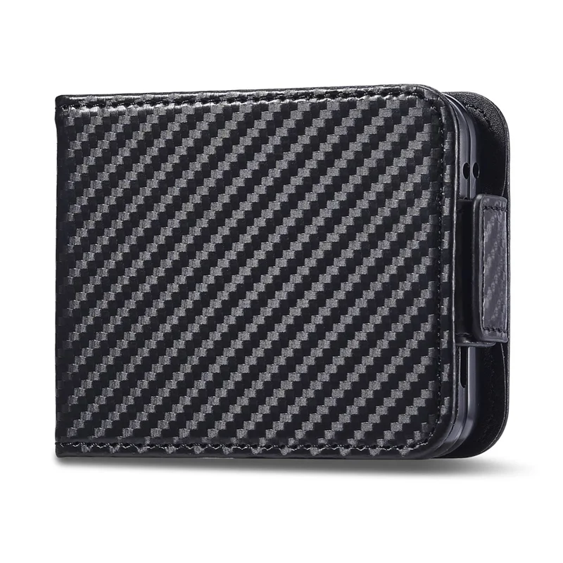 LC.IMEEKE Étui Portefeuille pour Samsung Galaxy Z Flip8, Housse en Cuir Texturé Fibre de Carbone - Rayures Horizontales