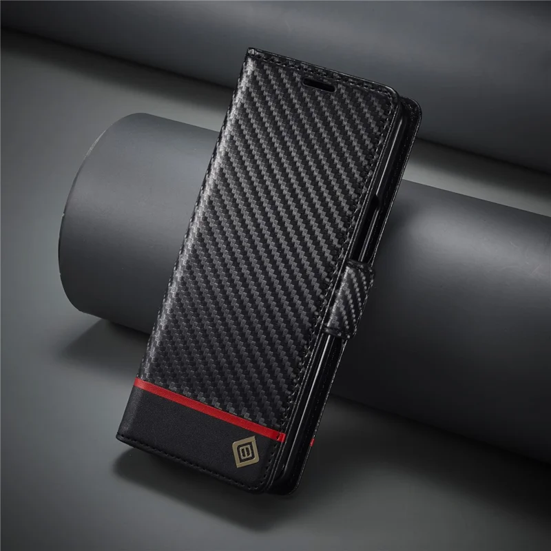 LC.IMEEKE Étui Portefeuille pour Samsung Galaxy Z Fold8 Ultra Étui de Téléphone en Cuir Texturé Fibre de Carbone - Rayure Horizontale