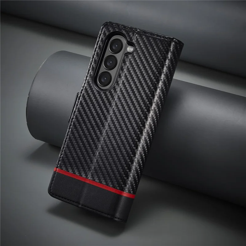 LC.IMEEKE Étui Portefeuille pour Samsung Galaxy Z Fold8 Ultra Étui de Téléphone en Cuir Texturé Fibre de Carbone - Rayure Horizontale