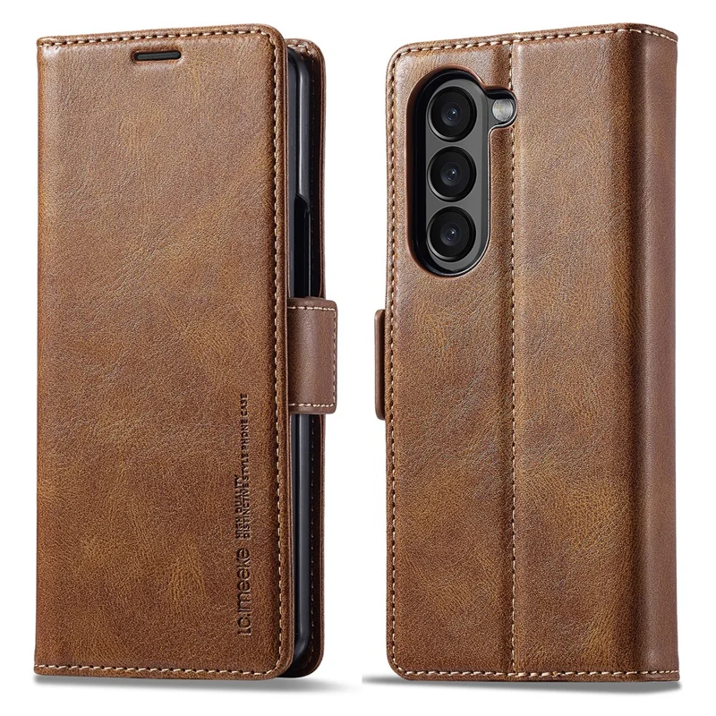 LC.IMEEKE pour Samsung Galaxy Z Fold8 Ultra étui en cuir synthétique avec emplacements pour cartes RFID - Brun
