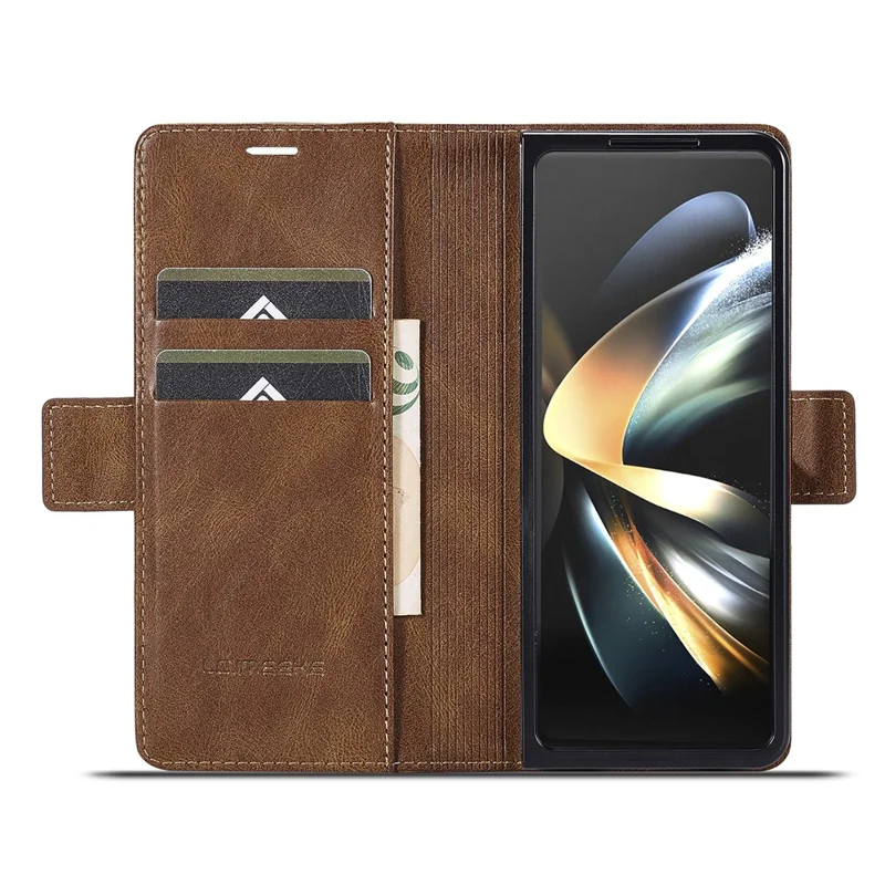 LC.IMEEKE pour Samsung Galaxy Z Fold8 Ultra étui en cuir synthétique avec emplacements pour cartes RFID - Brun