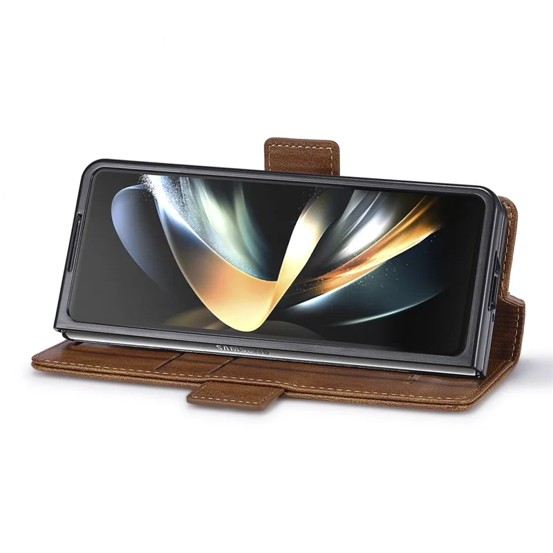 LC.IMEEKE pour Samsung Galaxy Z Fold8 Ultra étui en cuir synthétique avec emplacements pour cartes RFID - Brun