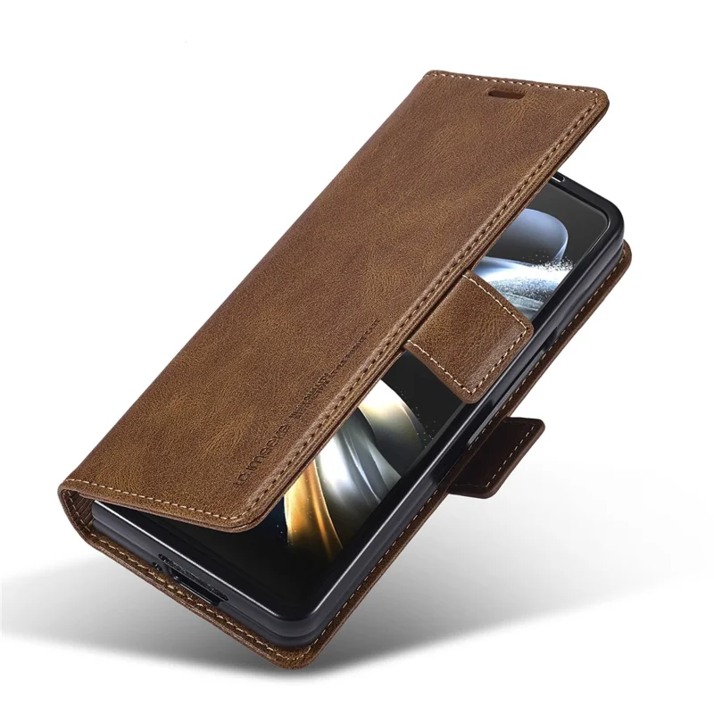 LC.IMEEKE pour Samsung Galaxy Z Fold8 Ultra étui en cuir synthétique avec emplacements pour cartes RFID - Brun
