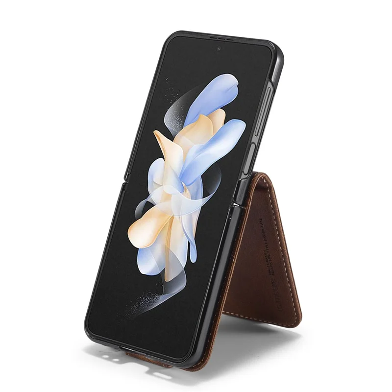 LC.IMEEKE Pour Samsung Galaxy Z Flip8 Étui en Cuir RFID Blocage de Cartes Porte-cartes - Marron