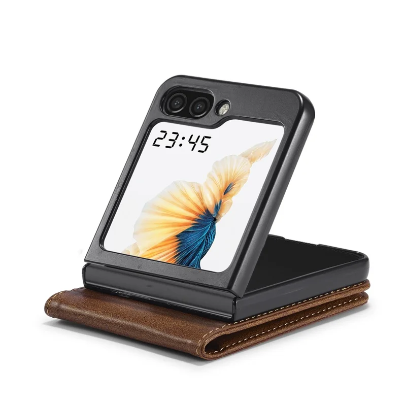 LC.IMEEKE Pour Samsung Galaxy Z Flip8 Étui en Cuir RFID Blocage de Cartes Porte-cartes - Marron