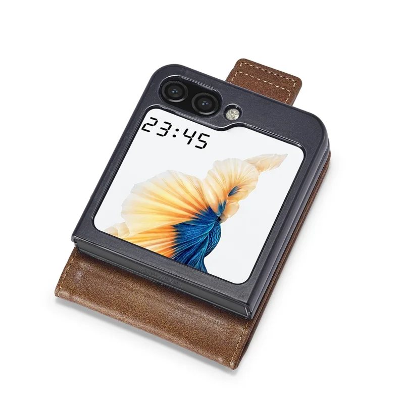 LC.IMEEKE Pour Samsung Galaxy Z Flip8 Étui en Cuir RFID Blocage de Cartes Porte-cartes - Marron