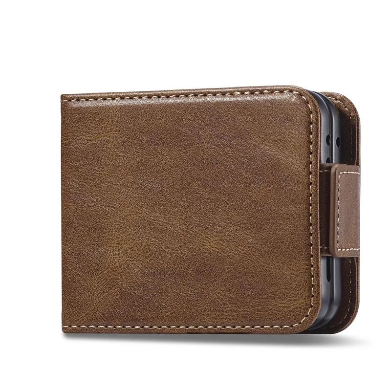 LC.IMEEKE Pour Samsung Galaxy Z Flip8 Étui en Cuir RFID Blocage de Cartes Porte-cartes - Marron