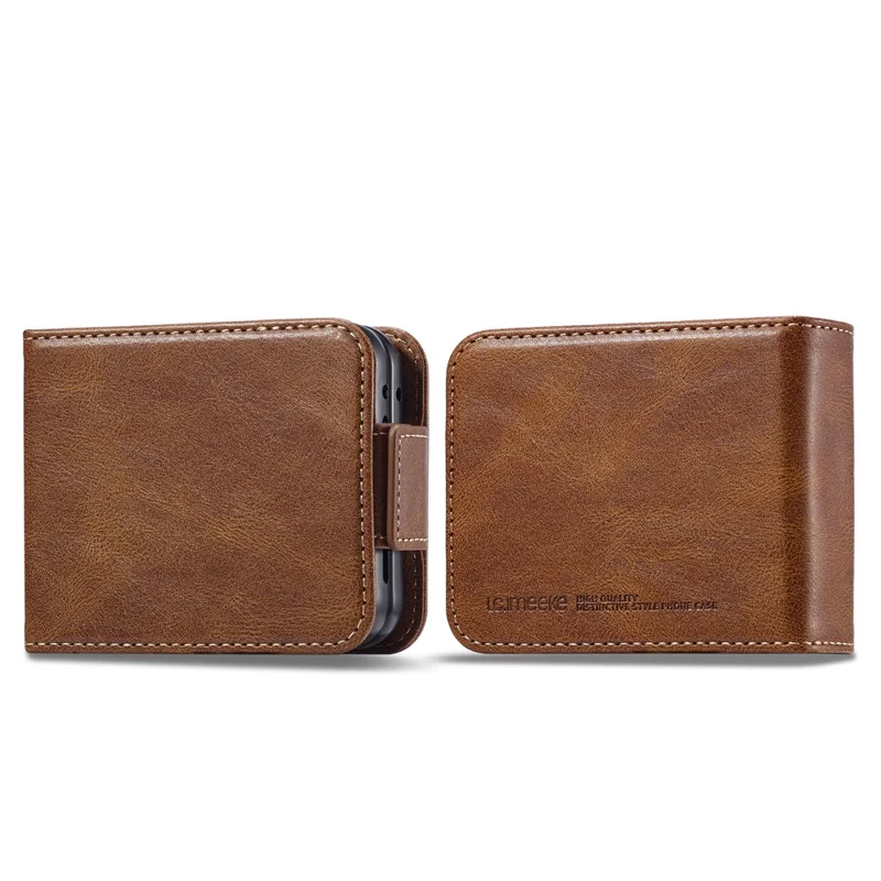 LC.IMEEKE Pour Samsung Galaxy Z Flip8 Étui en Cuir RFID Blocage de Cartes Porte-cartes - Marron