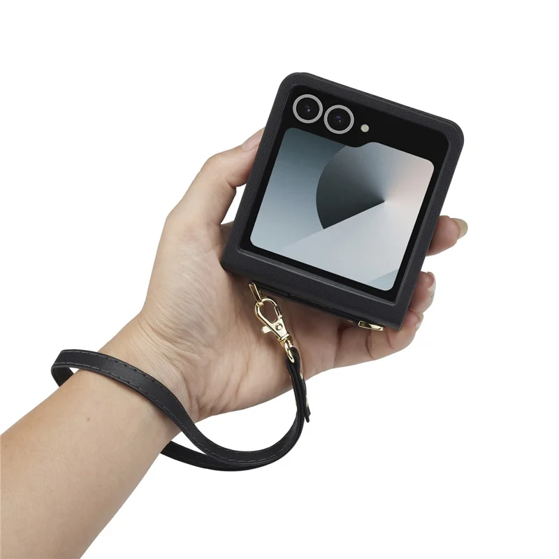 LC.IMEEKE L1 pour étui Samsung Galaxy Z Flip8 en cuir+PC avec sangles et fentes pour cartes - Noir