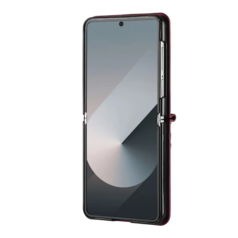 LC.IMEEKE L1 for Samsung Galaxy Z Flip8 Case Leather+PC Phone Cover with Straps Card Slots - Red