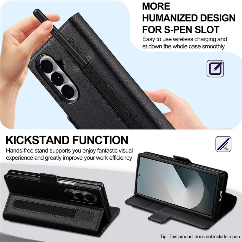LC.IMEEKE Série L1 pour Samsung Galaxy Z Fold8 Ultra Housse en Cuir PU Étui Portefeuille Support Housse de Protection - Noir