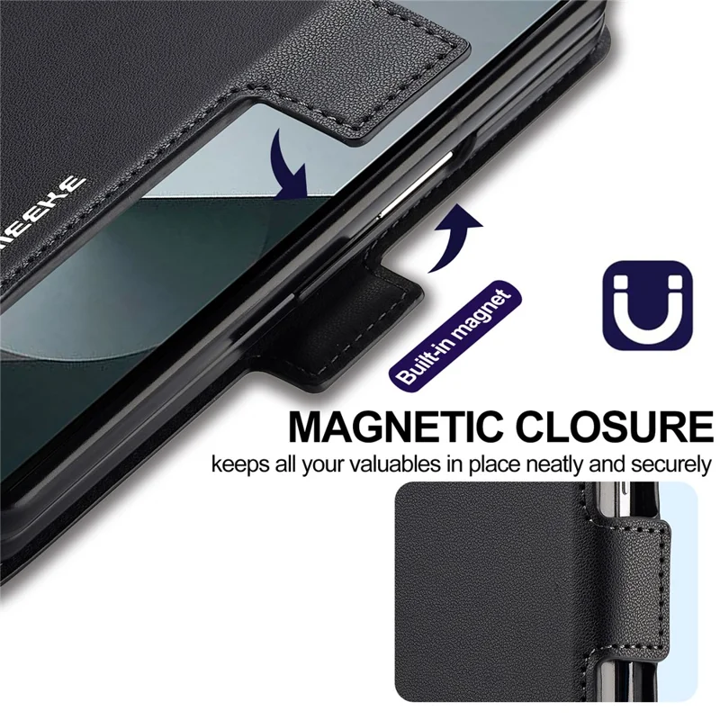 LC.IMEEKE Série L1 pour Samsung Galaxy Z Fold8 Ultra Housse en Cuir PU Étui Portefeuille Support Housse de Protection - Noir