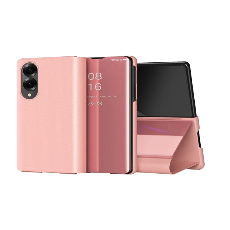 For Samsung Galaxy Z Fold8 Flip Leather Cover with Stand Full Body Protective Phone Case - Rose Gold