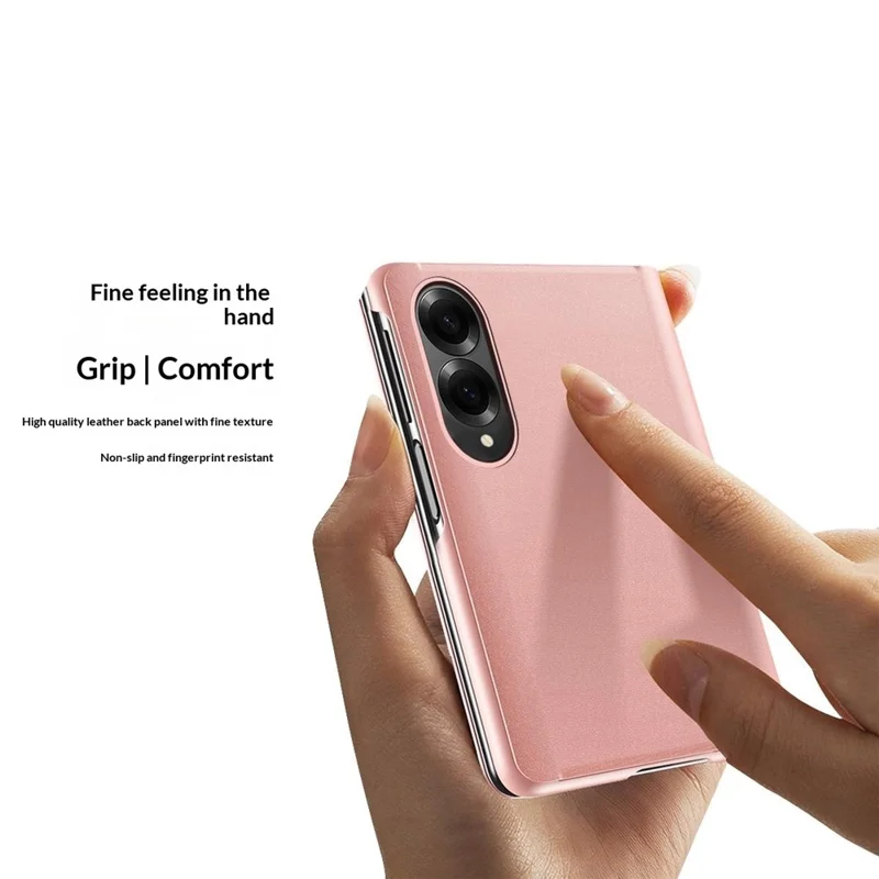For Samsung Galaxy Z Fold8 Flip Leather Cover with Stand Full Body Protective Phone Case - Rose Gold