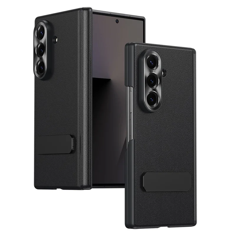 For Samsung Galaxy Z Fold8 Ultra Case Foldable Kickstand Leather Anti-Drop Phone Protective Cover - Black