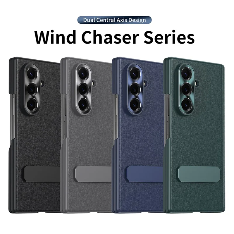 For Samsung Galaxy Z Fold8 Ultra Case Foldable Kickstand Leather Anti-Drop Phone Protective Cover - Black