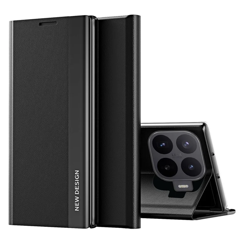 For Xiaomi 17T Case Anti-Drop Leather Phone Cover with Stand - Black
