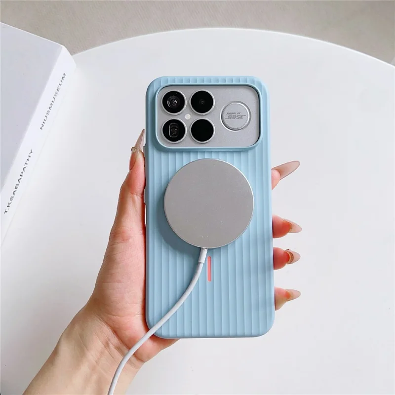For Xiaomi Redmi K90 Pro Max 5G Magnetic Case Corrugated Texture Hard PC Phone Protective Cover - Dark Green
