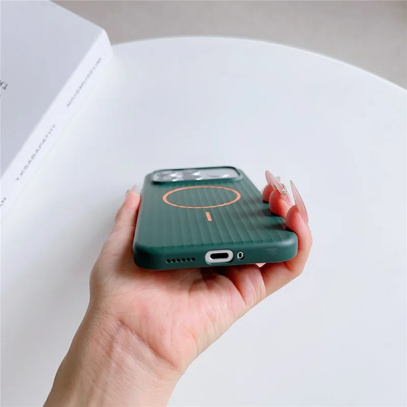 For Xiaomi Redmi K90 Pro Max 5G Magnetic Case Corrugated Texture Hard PC Phone Protective Cover - Dark Green